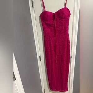 Fashion Nova Hot Pink Lace Dress